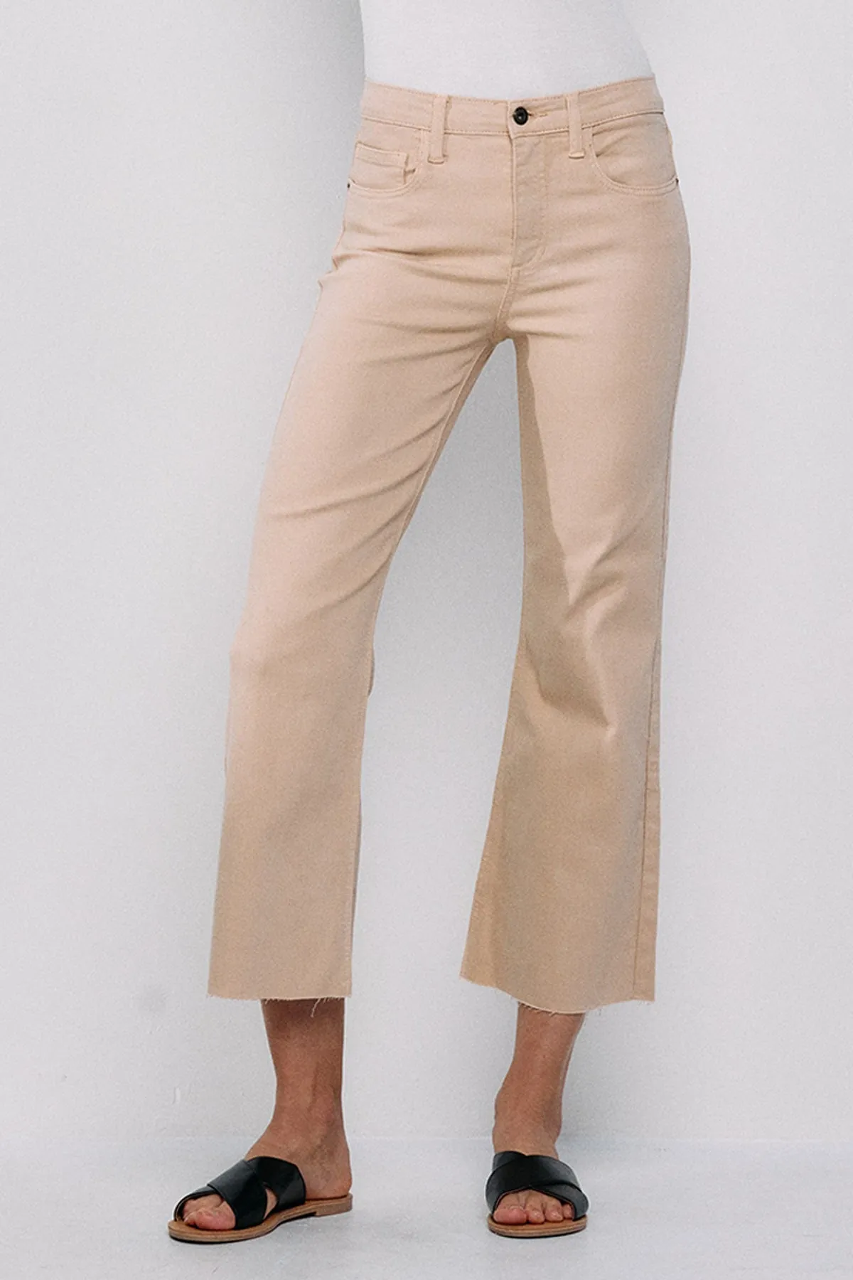 High Rise Kick Flare Fray Hem Jean