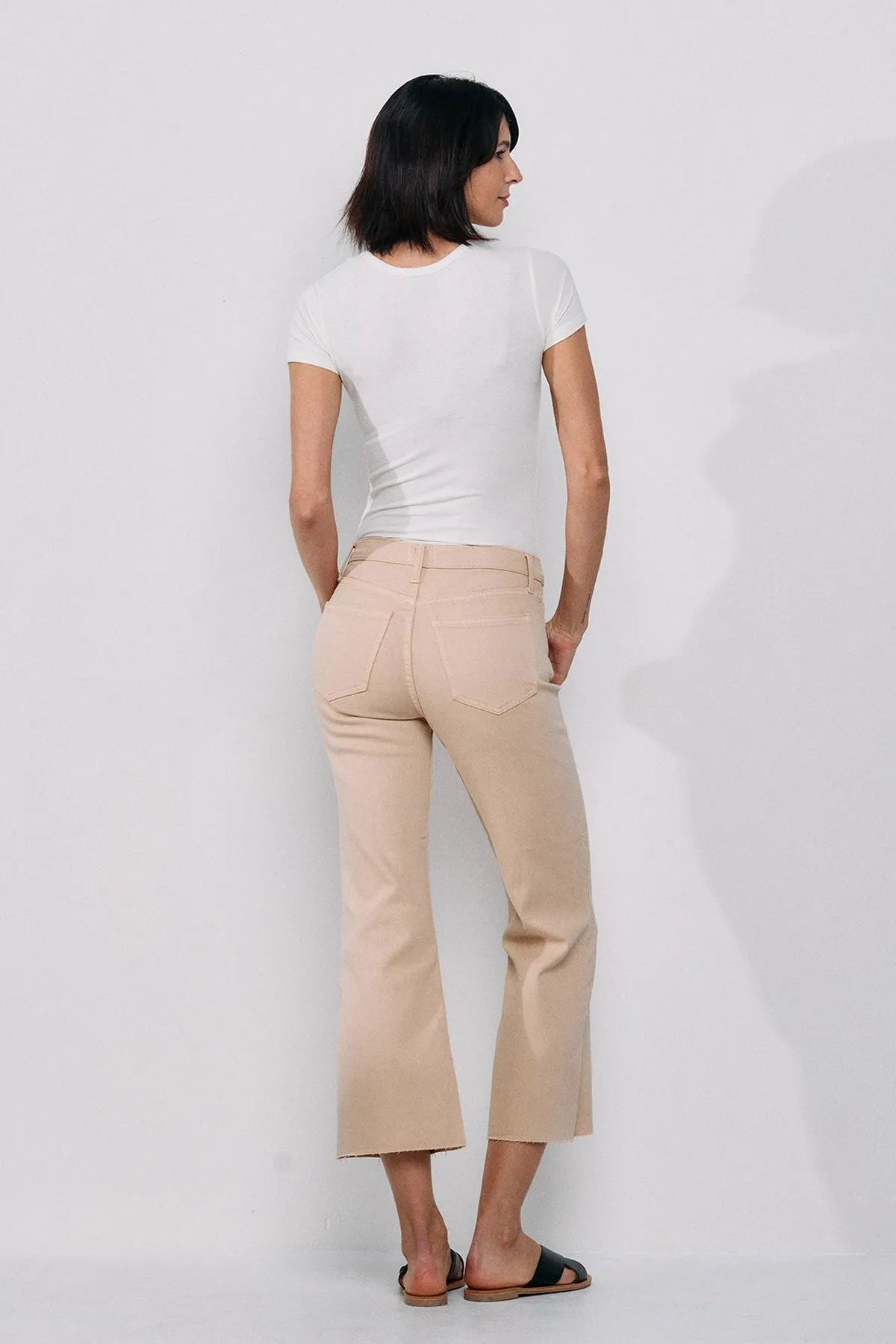 High Rise Kick Flare Fray Hem Jean