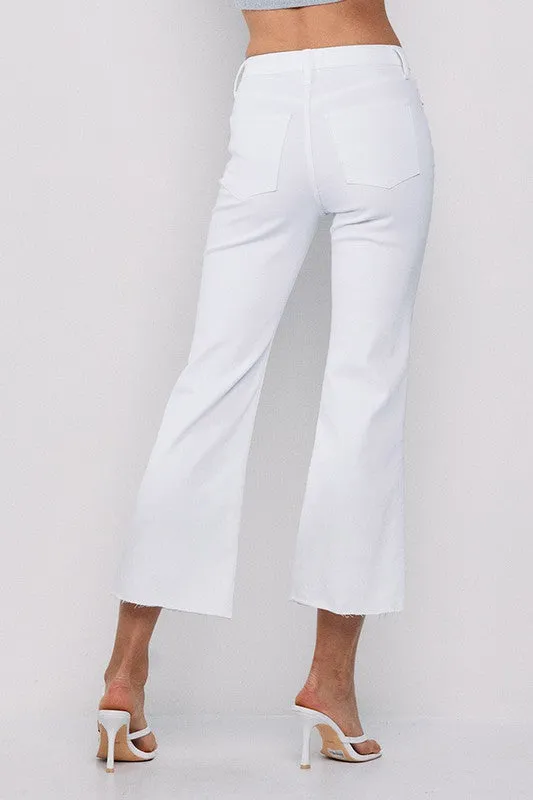 High Rise Kick Flare Fray Hem Jean