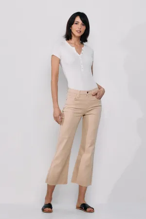 High Rise Kick Flare Fray Hem Jean