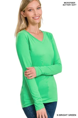 Long Sleeve Tee-Buttery Soft-Bright Green
